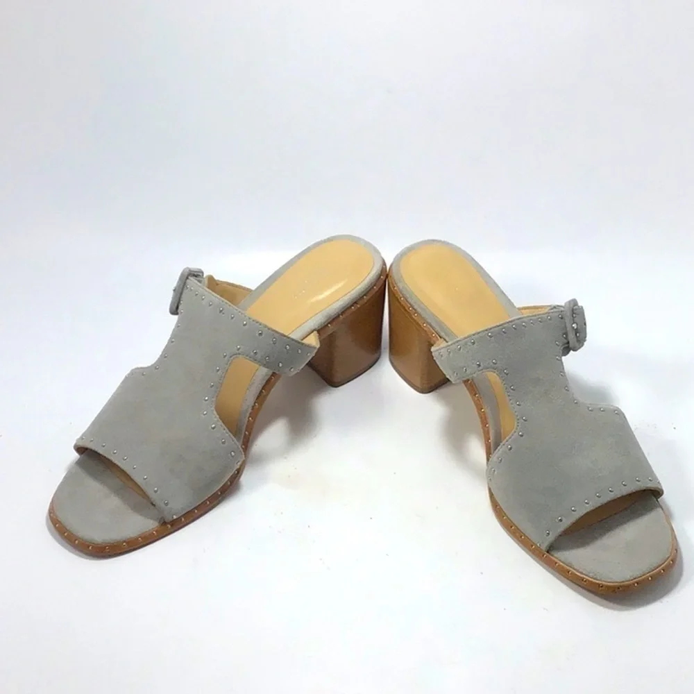 Rag & Bone Seldon Grey Suede Studded Block Heel Sandals 38.5 - Picture 2 of 15